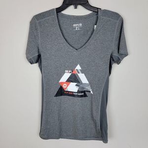 Gr1ps Grey 4 Way Stretch Quick Dry V-Neck Mesh Tee